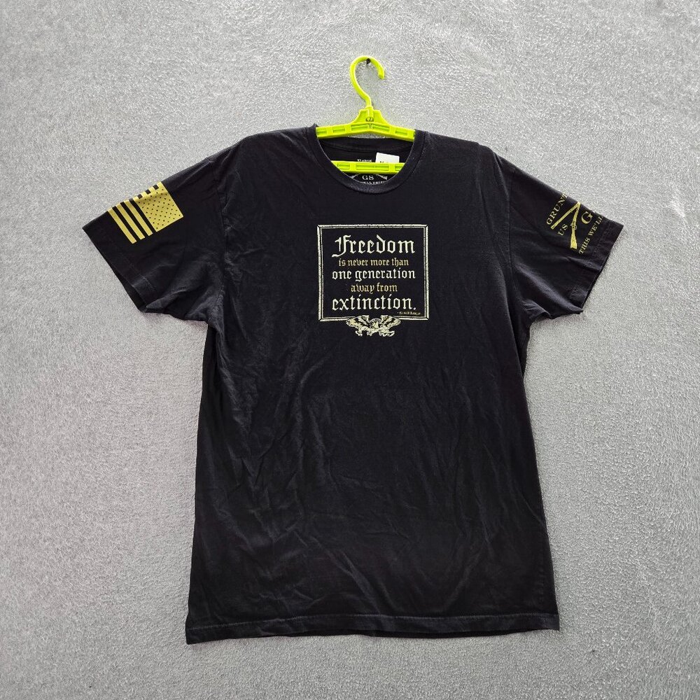 Grunt Style Men Shirt XL Black Graphic Patriotic Quote Tee Grunge Logo